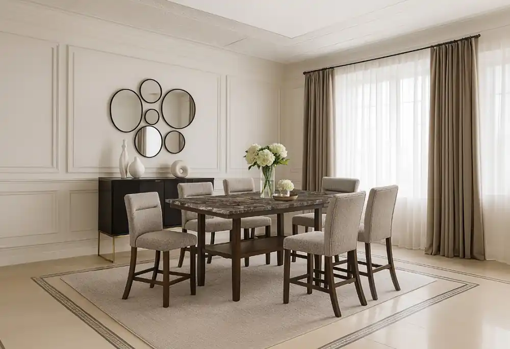 D4355 BROWN BAR TABLE WITH 8 BAR STOOLS - Global Furniture USA