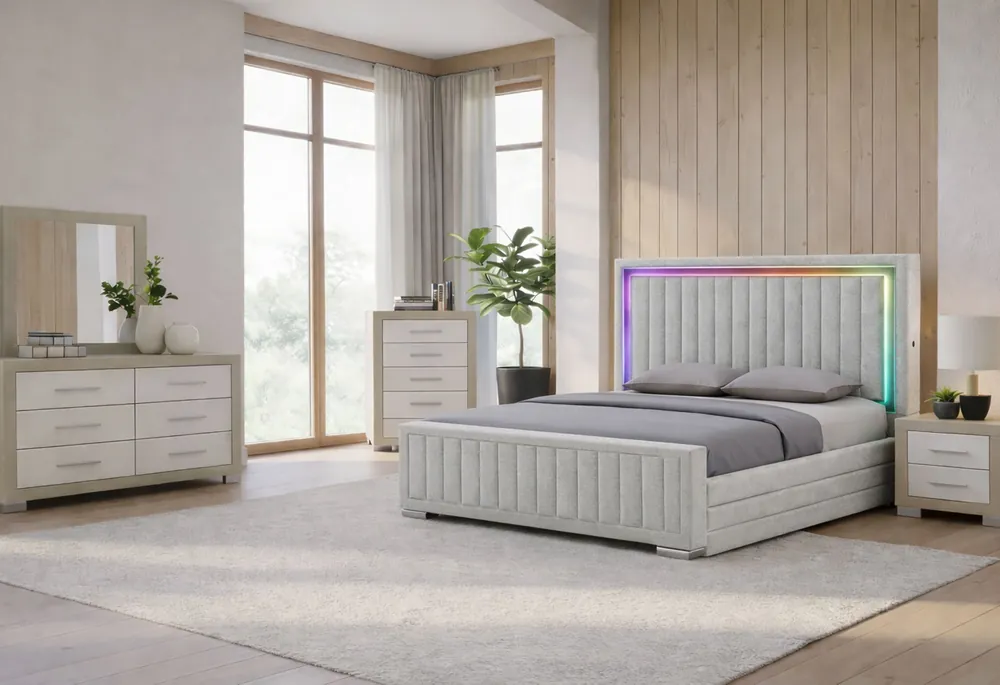 ELIAS/EMMA REGULAR FB NATURAL QUEEN BED GROUP - Global Furniture USA