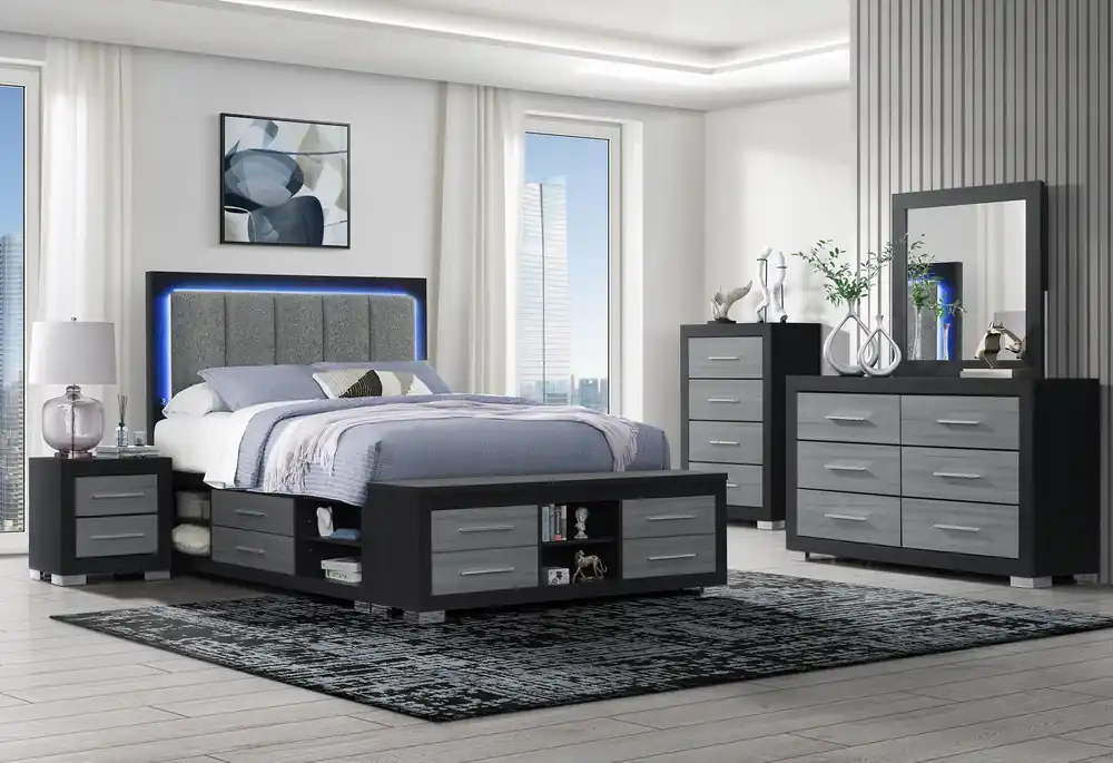 EMMA BLACK/GREY FULL BED GROUP - Global Furniture USA