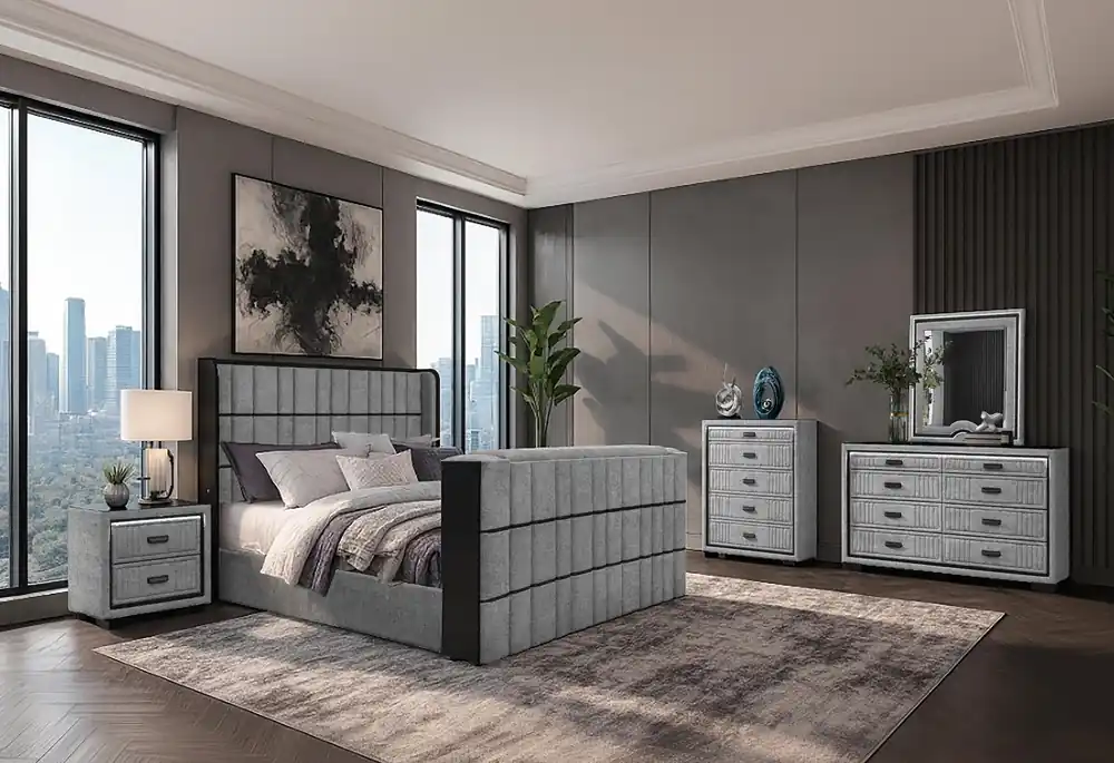 ISABELLA GREY KING BED GROUP - Global Furniture USA