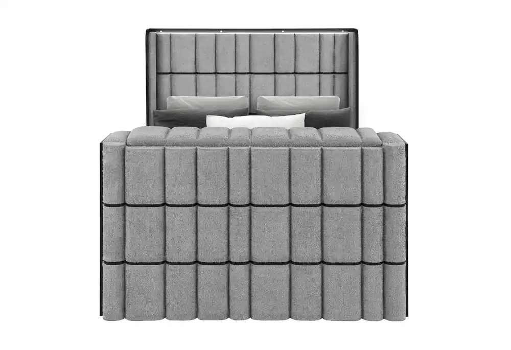 ISABELLA GREY QUEEN BED W/LED, TV LIFT, SPEAKER AND FIREPLACE - Global Furniture USA