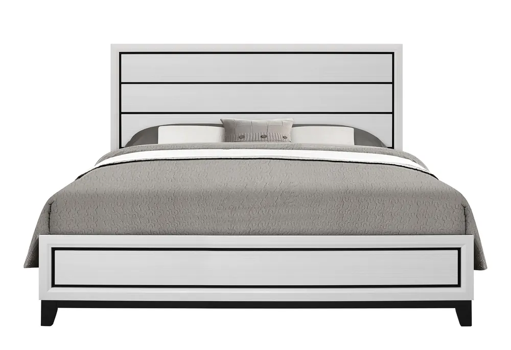 KATE WHITE KING BED, DRESSER, MIRROR AND NIGHTSTAND - Global Furniture USA