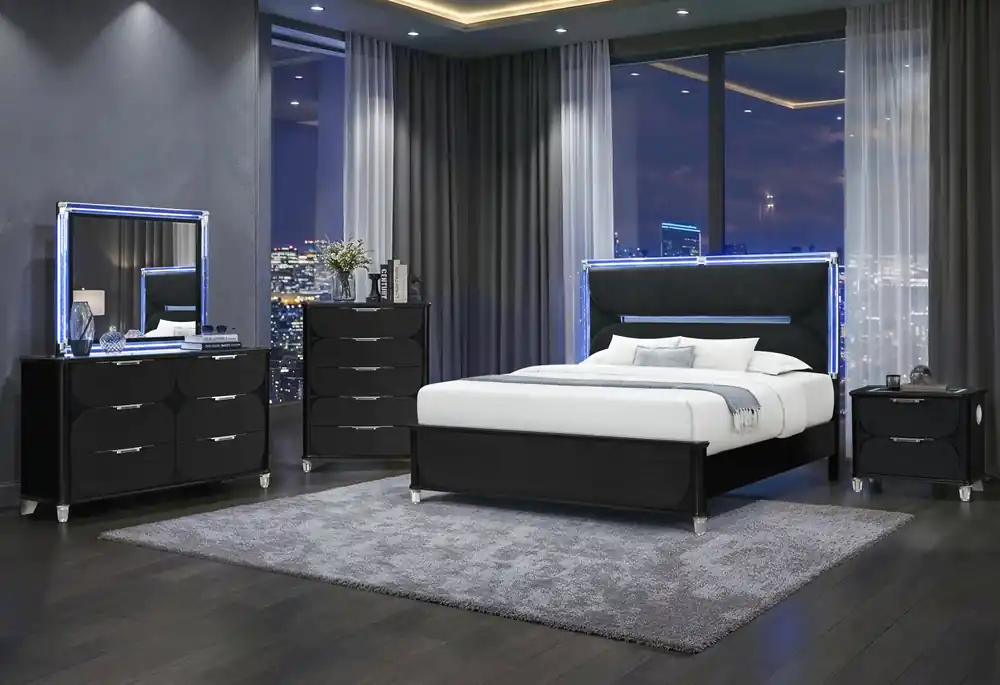 LANDO BLACK KING BED GROUP - Global Furniture USA