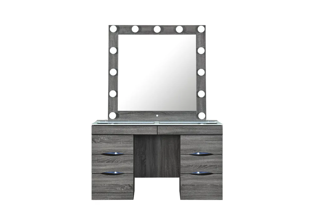 LEXI GREY VANITY WITH SPEAKER - Global Furniture USA