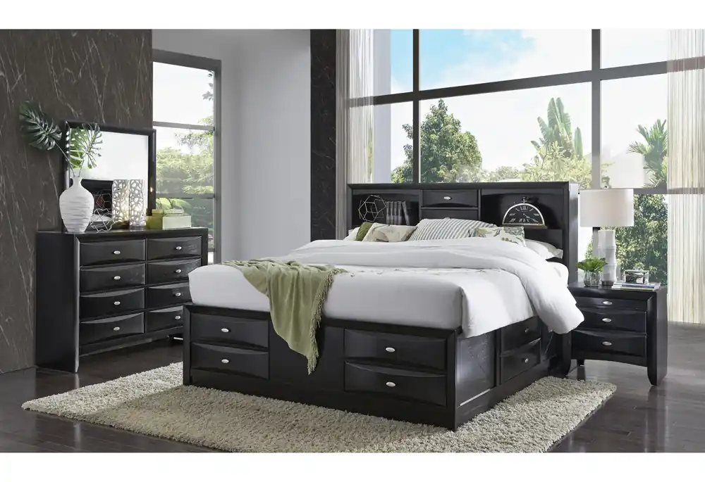 LINDA BLACK FULL BED GROUP - Global Furniture USA