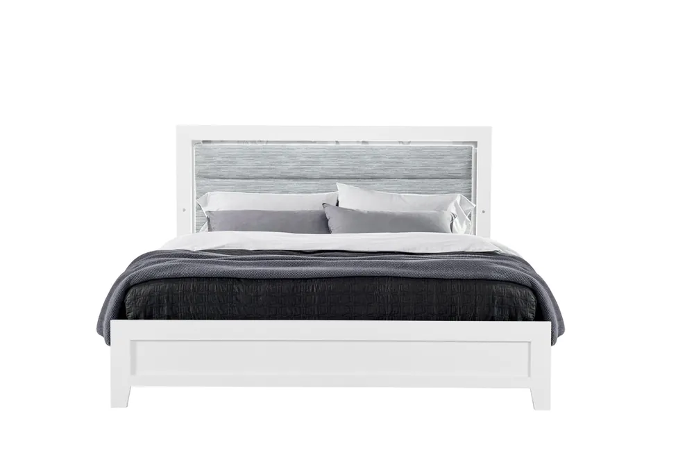 LUCCIA WHITE FULL BED WITH LED - Global Furniture USA
