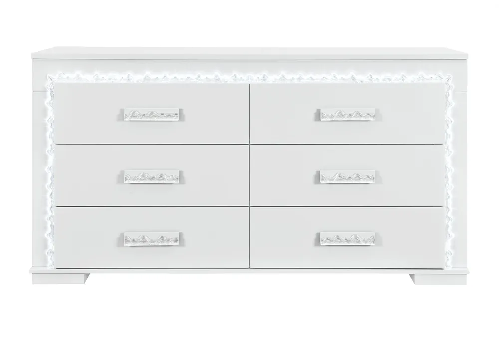 NAOMI SILVER MARBLE DRESSER WITH LED - Global Furniture USA