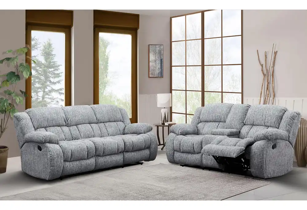U250 GREY RECLINING SOFA/CONSOLE RECLINING LOVESEAT - Global Furniture USA