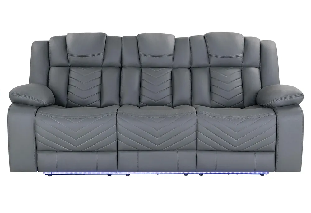U7068 GREY 10 POWER RECLINING SOFA WITH DDT, WC AND LED - Global Furniture USA