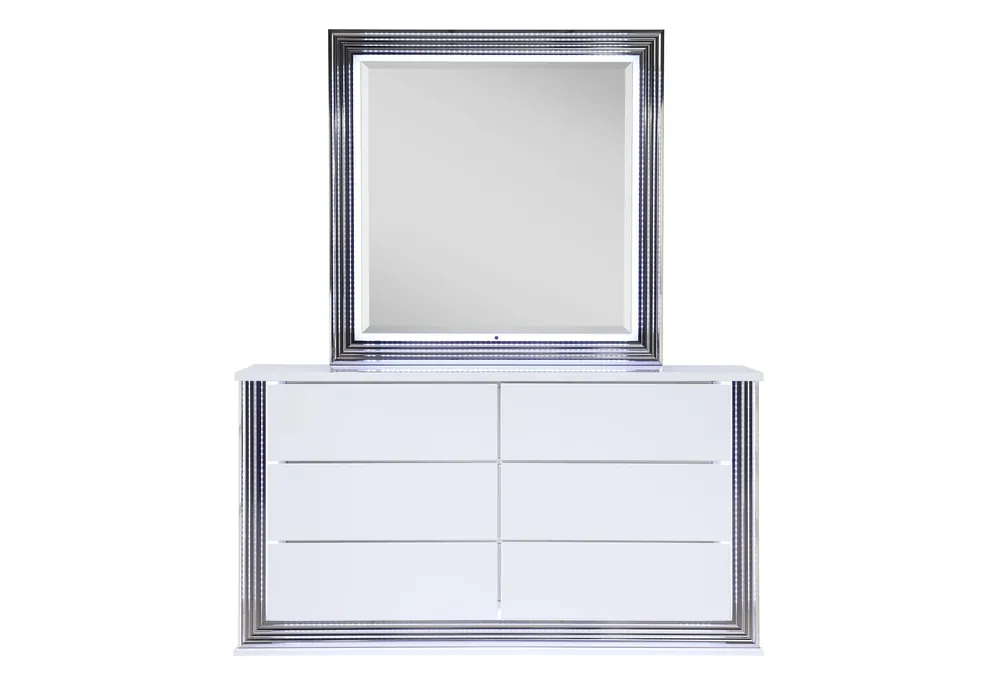 YLIME SMOOTH WHITE DRESSER WITH LED - Global Furniture USA