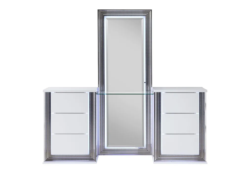 YLIME SMOOTH WHITE VANITY WITH LED - Global Furniture USA
