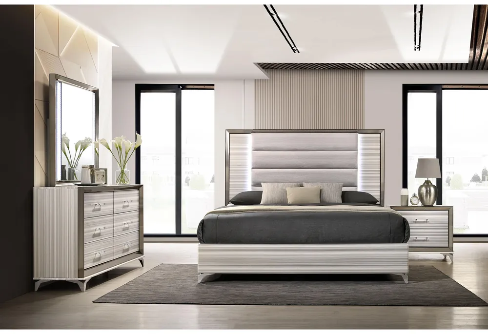 ZAMBRANO WHITE KING BED GROUP - Global Furniture USA