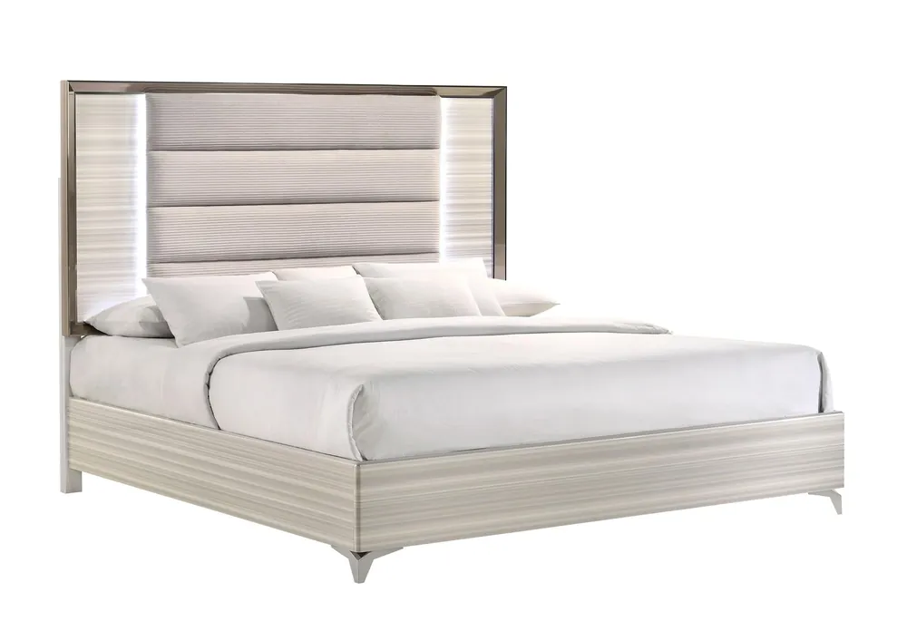 ZAMBRANO WHITE KING BED WITH LED - Global Furniture USA