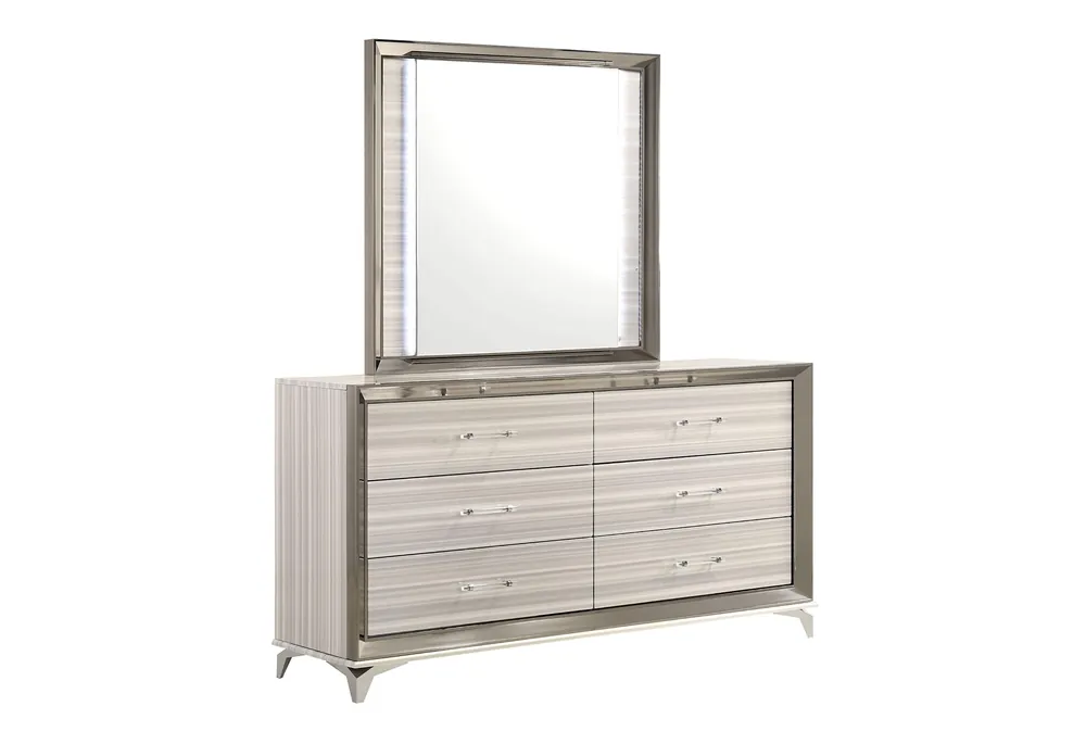 ZAMBRANO WHITE MIRROR WITH LED - Global Furniture USA