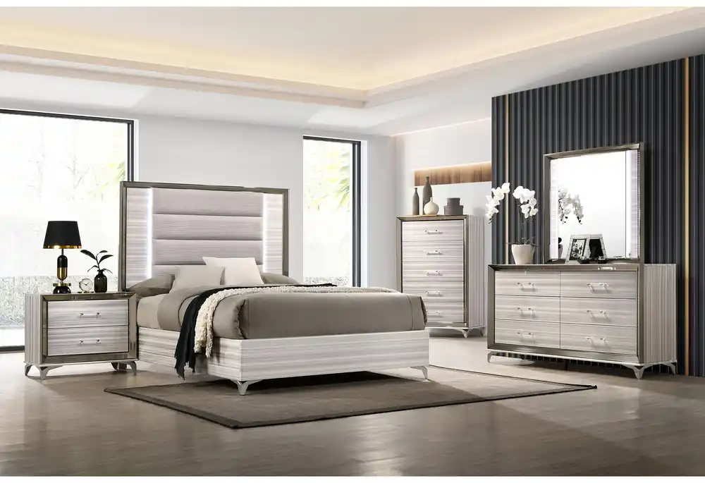ZAMBRANO WHITE QUEEN BED GROUP - Global Furniture USA
