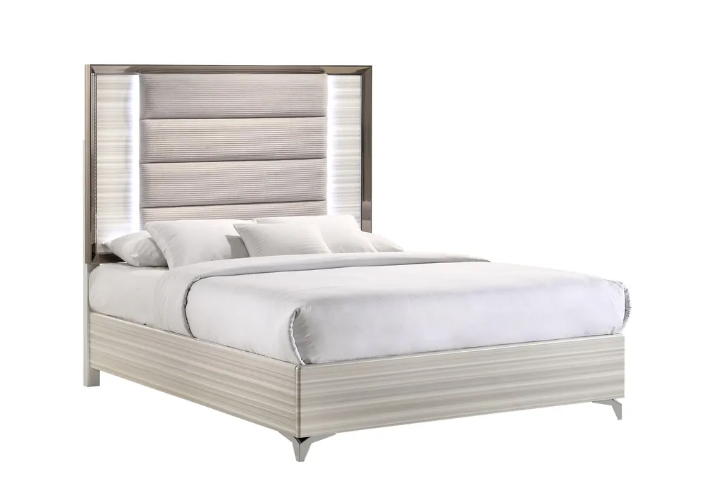 ZAMBRANO WHITE QUEEN BED WITH LED - Global Furniture USA