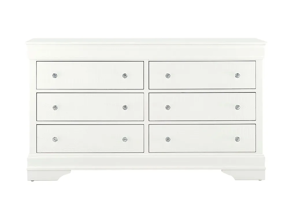 POMPEI METALLIC WHITE DRESSER - Global Furniture USA