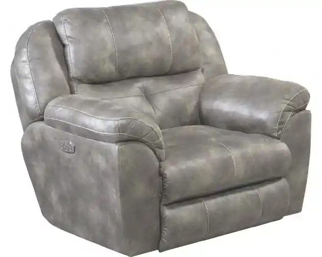 Catnapper Ferrington Power Headrest Power Lay Flat Recliner in Steel