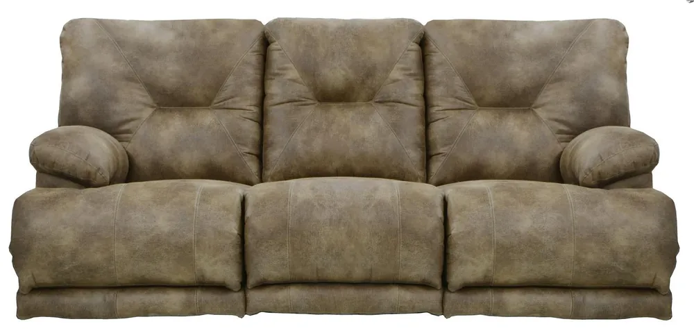 Catnapper Voyager Lay Flat Reclining Sofa with Drop Down Table in Brandy