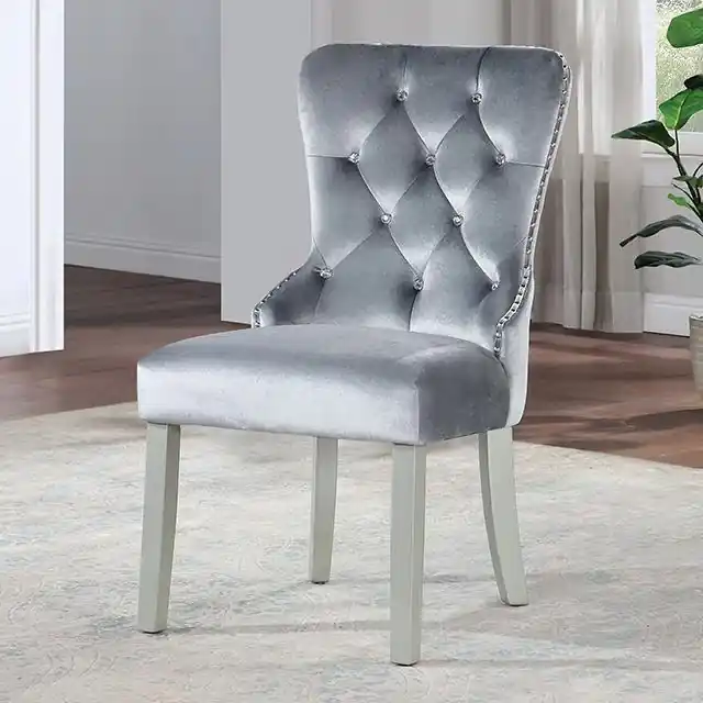 ADALIA Wingback Chair (2/CTN), Silver/Dark Gray - FOA East