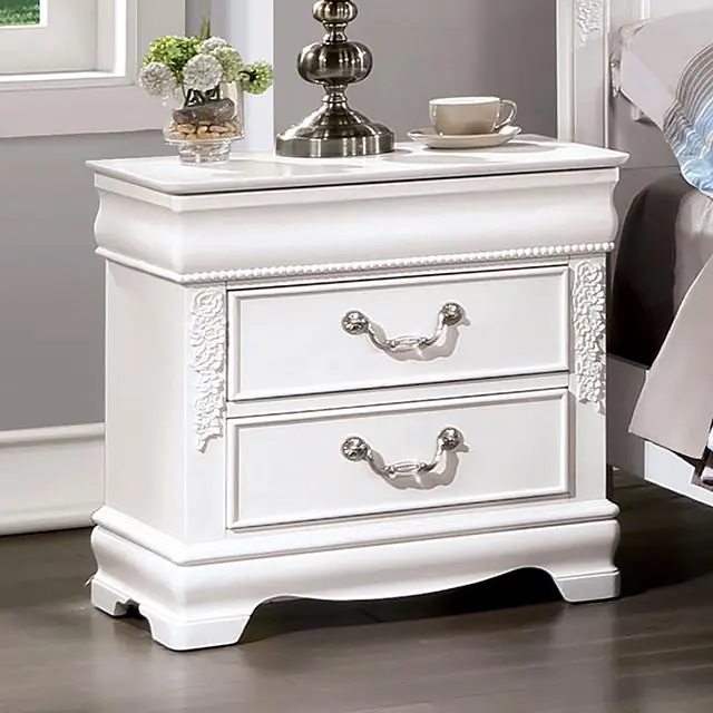 ALECIA Night Stand w/ USB, White - FOA East