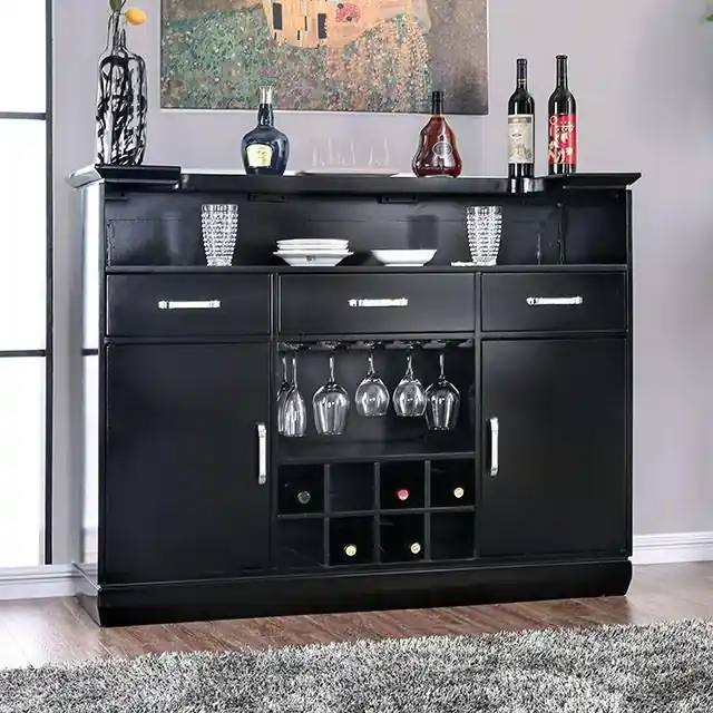 Alena Black Bar Table w/ LED Touch Light & Mirror - FOA East