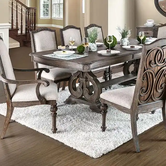 ARCADIA Rustic Natural Tone, Ivory Dining Table - FOA East
