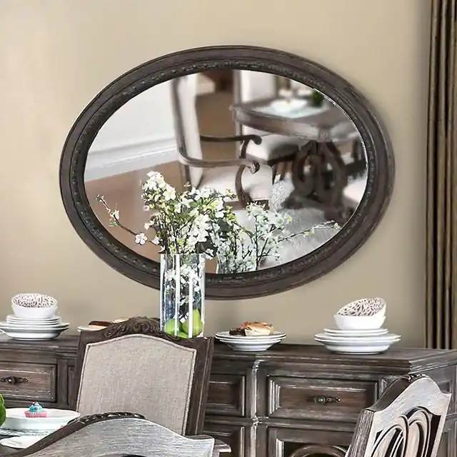 ARCADIA Rustic Natural Tone Mirror, Oval - FOA East
