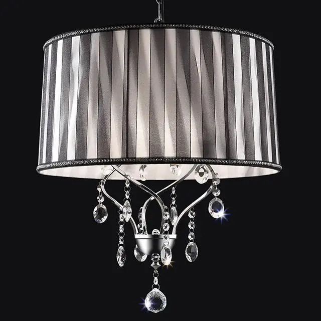 Arya Black/Chrome Ceiling Lamp, Hanging Crystal - FOA East