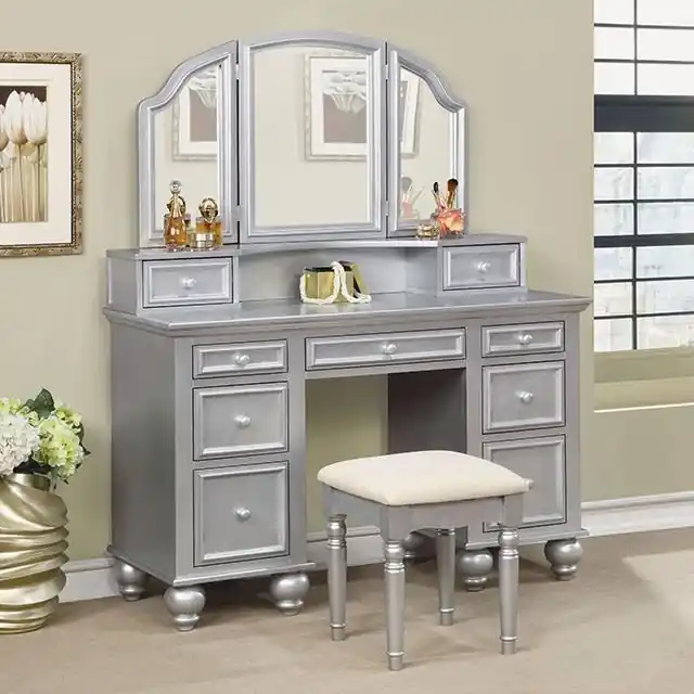 ATHY Silver Vanity w/ Stool - FOA East
