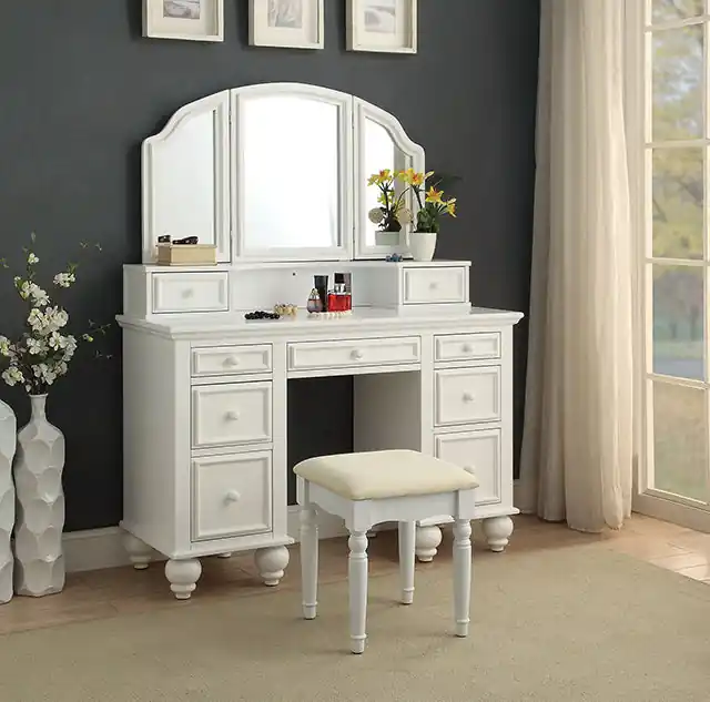 ATHY White Vanity w/ Stool - FOA East