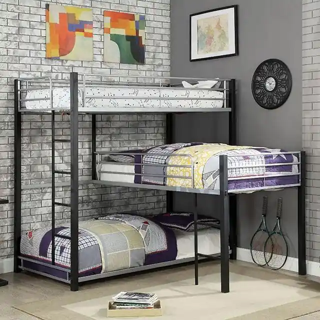 Aubrey Sand Black Twin Triple Decker Bed - FOA East
