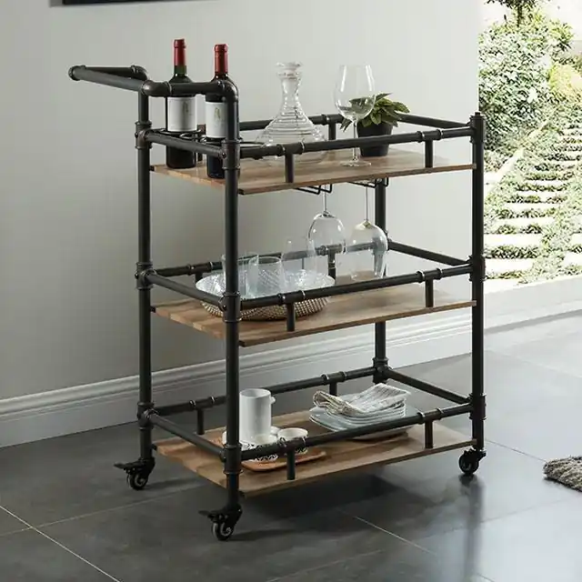 Aylmer Sand Black/Natural Serving Cart - FOA East