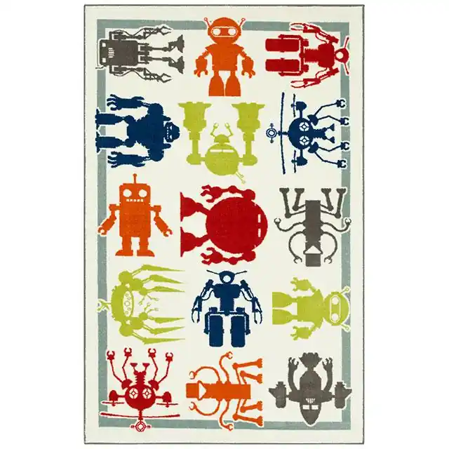 BARON 5' X 8', Area Rug, Robots, Multi/Ivory - FOA East