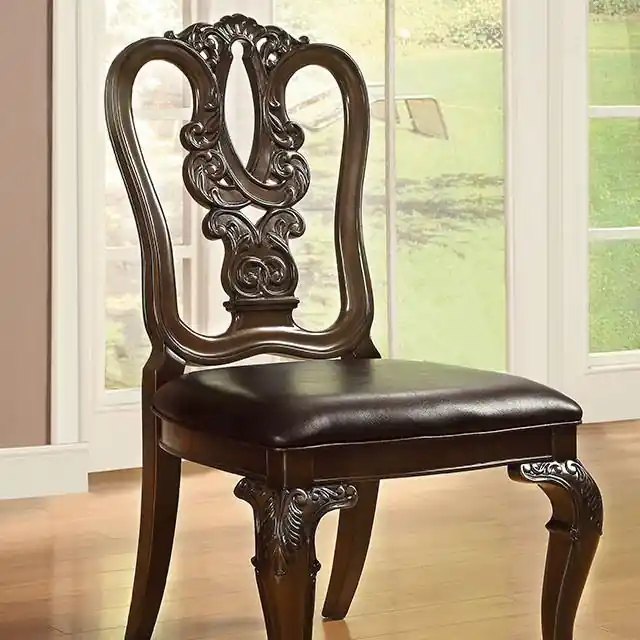 Bellagio Brown Cherry Wooden Side Chair (2/CTN) - FOA East