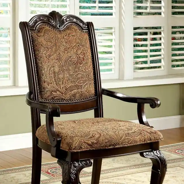 BELLAGIO Brown Cherry/Pattern Fabric Arm Chair (2/CTN) - FOA East