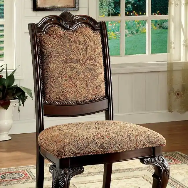 BELLAGIO Brown Cherry/Pattern Fabric Side Chair (2/CTN) - FOA East
