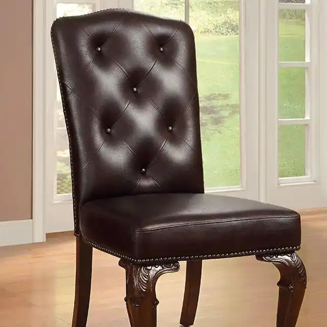 Bellagio Brown Cherry/Pattern Leatherette Side Chair (2/CTN) - FOA East