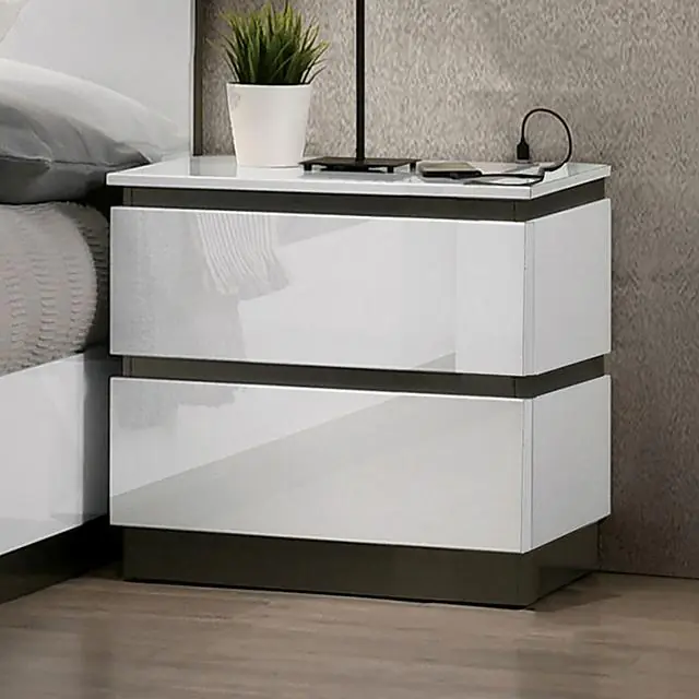 BIRSFELDEN Night Stand w/ USB, White - FOA East