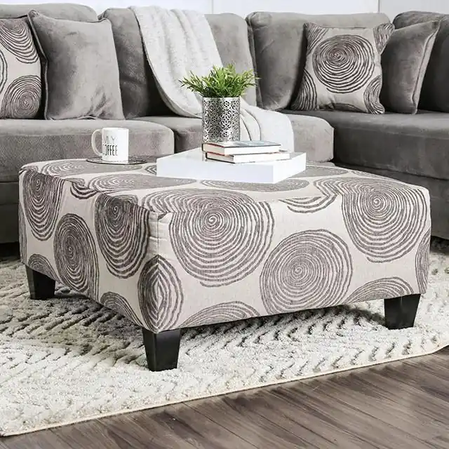 Bonaventura Gray/Pattern Ottoman - FOA East