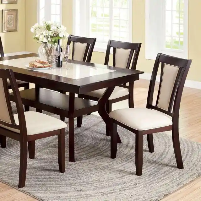 BRENT Dark Cherry/Ivory Dining Table - FOA East