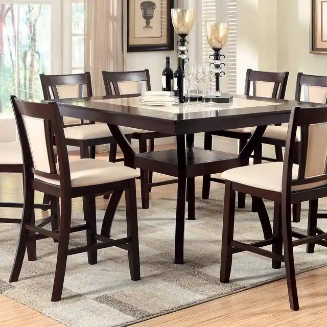 BRENT II Dark Cherry/Ivory Counter Ht. Table w/ Insert - FOA East