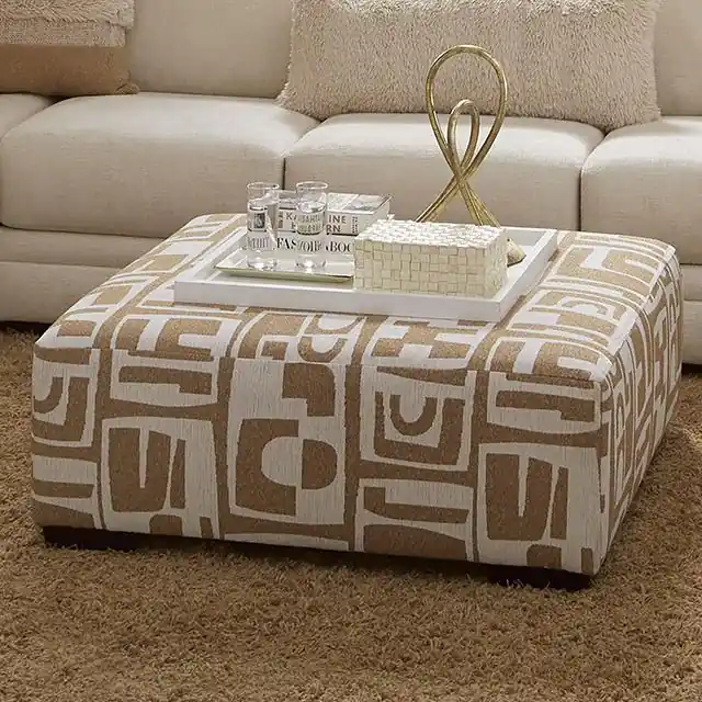 CARLETON Ottoman, Ivory/Tan - FOA East
