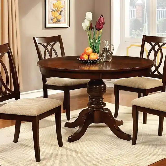 Carlisle Brown Cherry Round Dining Table - FOA East