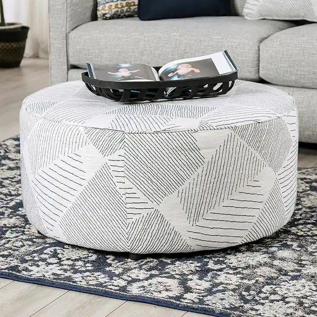 CHANCERY Ottoman, Gray/Navy - FOA East