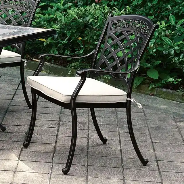 Charissa Antique Black/Beige Arm Chair (2/CTN) - FOA East