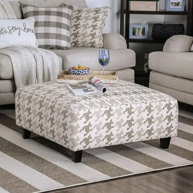 Christine Light Gray/Pattern Ottoman - FOA East