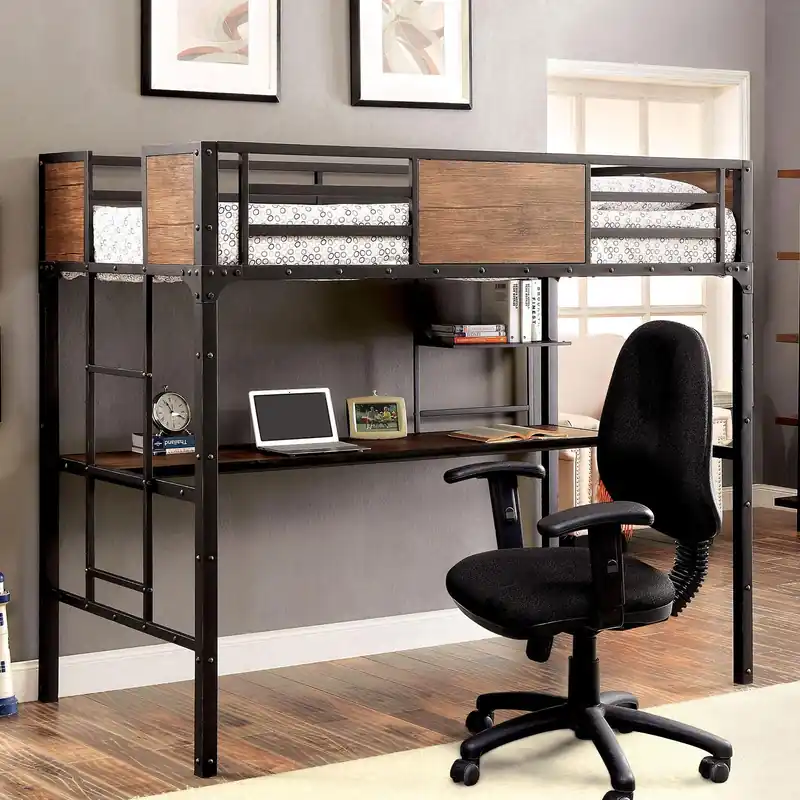 CLAPTON Black Twin Bed w/ Workstation - FOA East