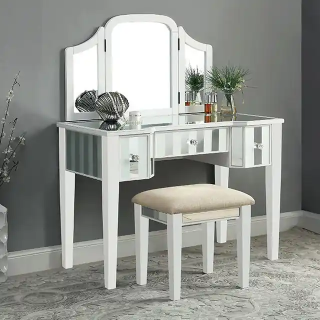 Cyndi White Vanity w/ Stool - FOA East