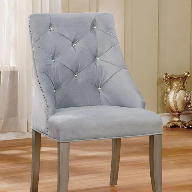 DIOCLES Silver/Light Gray Side Chair (2/CTN) - FOA East